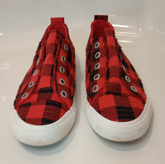 Blowfish Malibu Women's Size 9 Slip On Sneakers Plaid Black & Red Lacel… - Picture 3 of 10